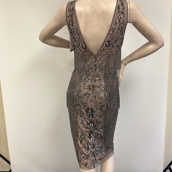 Aidan Mattox beaded fringes sleeveless midi dress - Picture 8 of 12